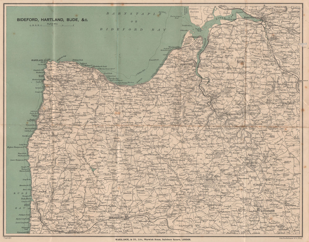 HARTLAND. Bideford Bude Clovelly Torrington Barnstaple. North Devon 1907 map