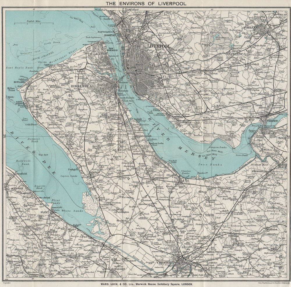 MERSEYSIDE DEESIDE Liverpool Wirral Chester Widnes St Helens Birkenhead 1936 map