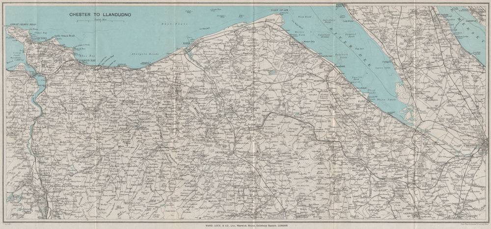 NORTH WALES COAST. Chester-Llandudno. Denbigh Rhyl Deeside. WARD LOCK 1925 map