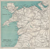NORTH WALES CYCLE & MOTOR ROUTES. Railways. WARD LOCK 1925 old vintage map