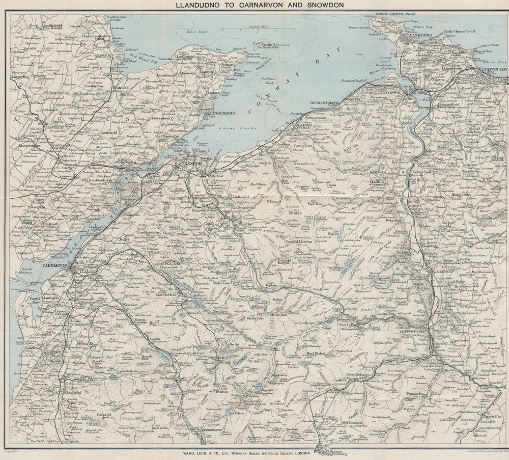 NW WALES. Llandudno Caernarvon Snowdonia Anglesey Bangor. WARD LOCK 1925 map