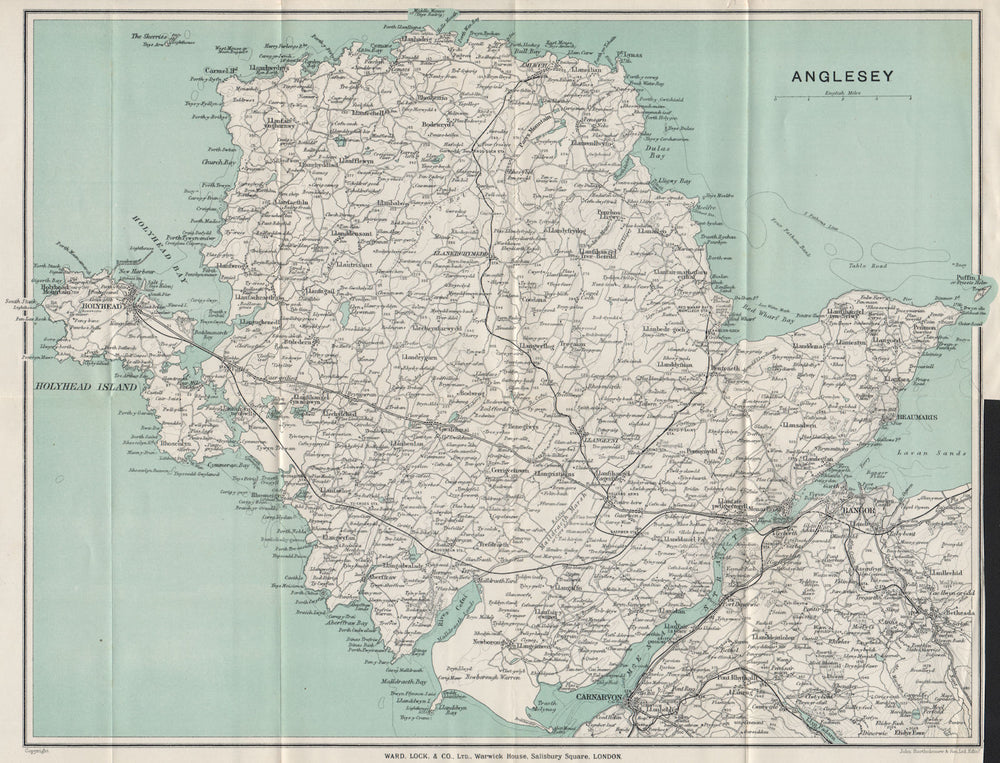 ANGLESEY. Menai Strait Holyhead Bangor Beaumaris Caernarvon. WARD LOCK 1925 map