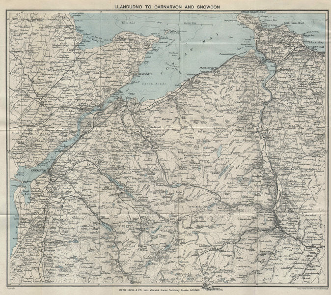 NW WALES. Llandudno Caernarvon Snowdonia Anglesey Bangor. WARD LOCK 1930 map
