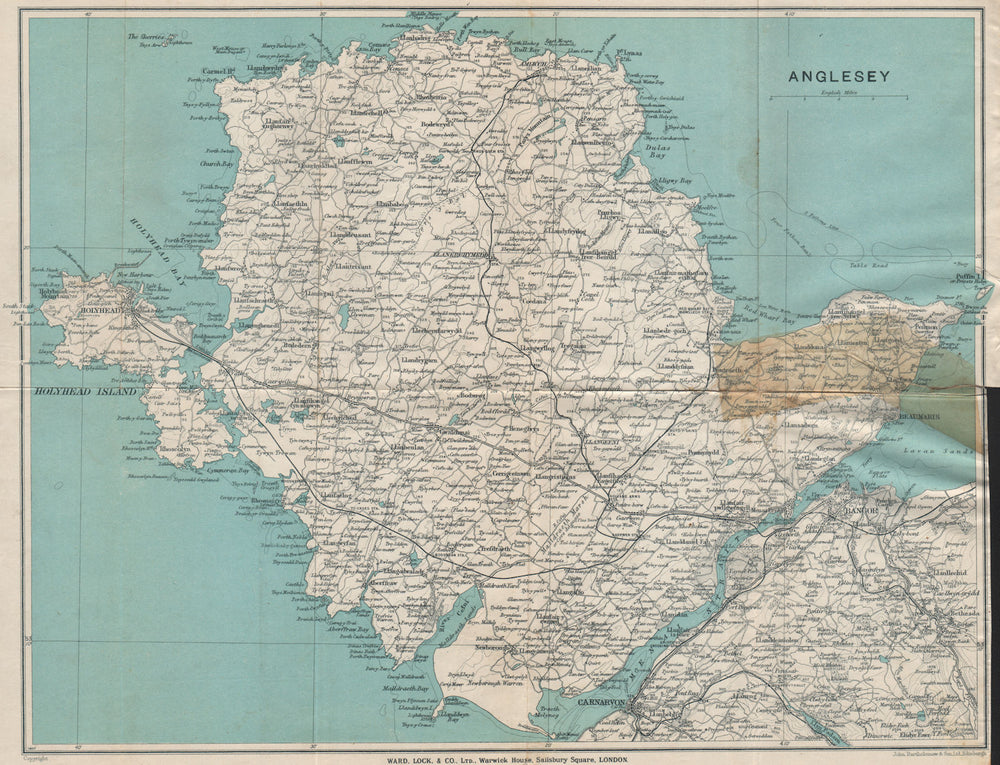 ANGLESEY. Menai Strait Holyhead Bangor Beaumaris Caernarvon. WARD LOCK 1930 map