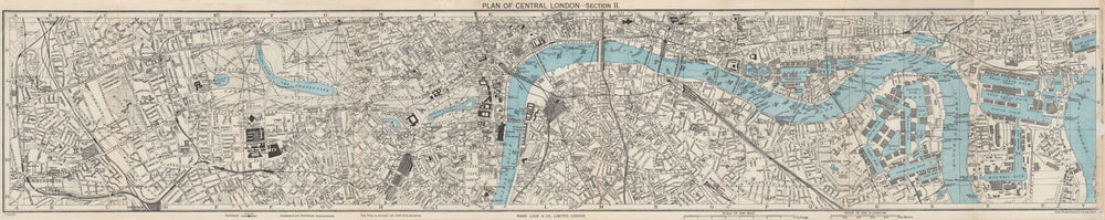 CENTRAL LONDON-SECTION II vintage city/town plan. London. WARD LOCK 1951 map