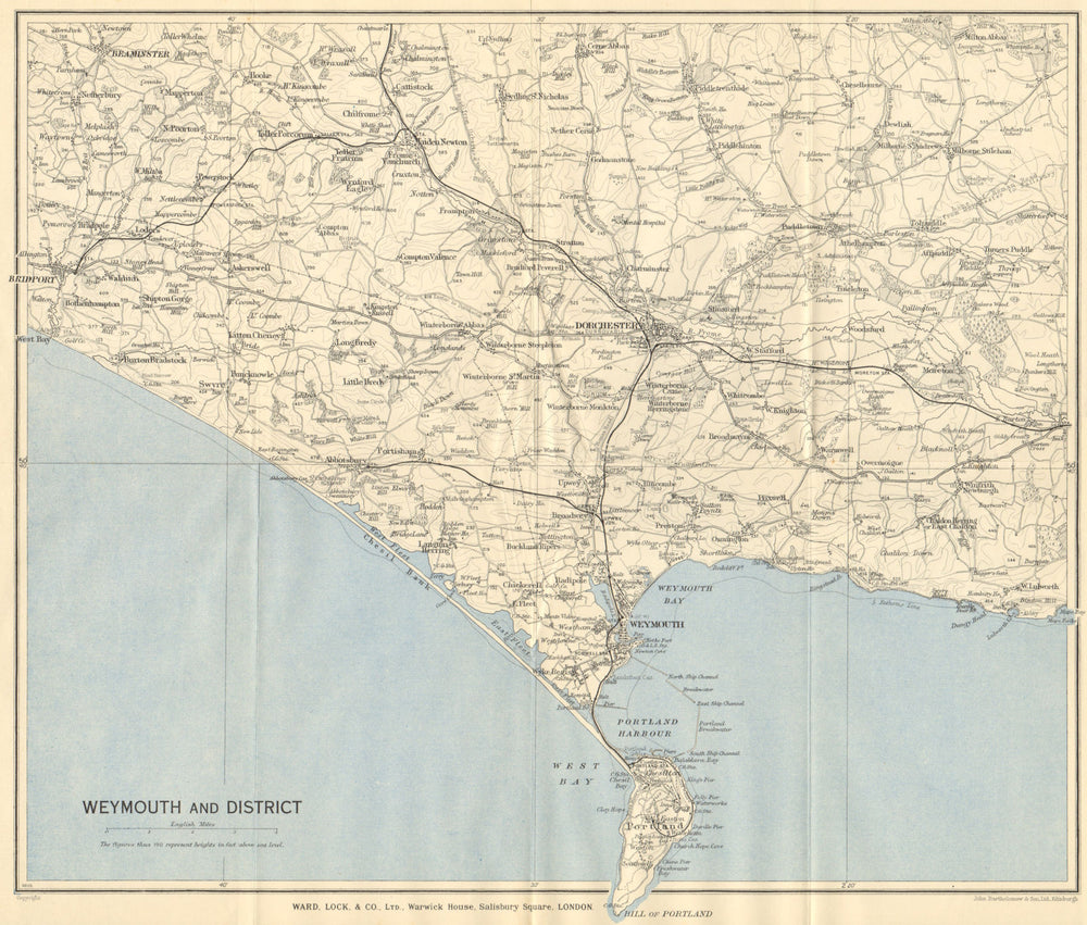 WEYMOUTH environs. Chesil Beach Portland Dorchester Bridport. Dorset 1938 map