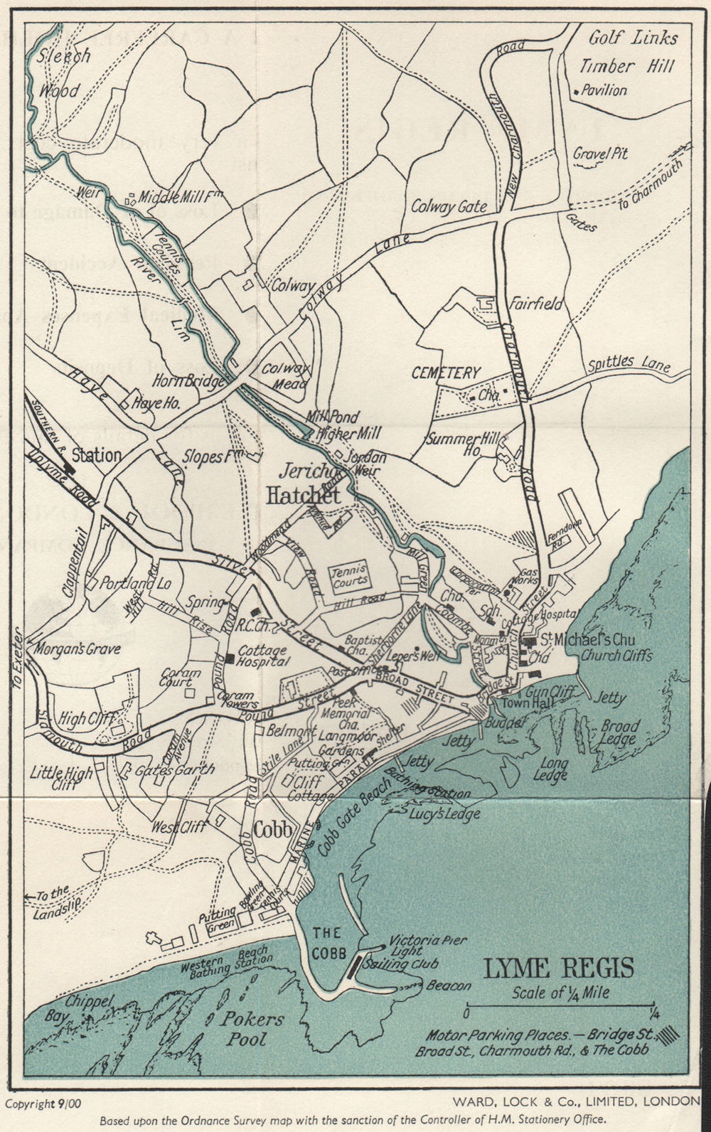LYME REGIS vintage town/city plan. Dorset. WARD LOCK c1962 old vintage map
