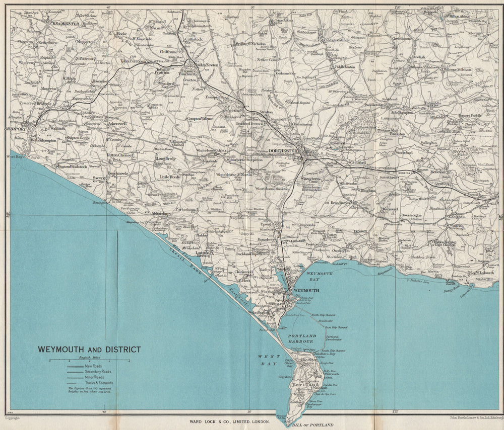 WEYMOUTH environs. Chesil Beach Portland Dorchester Bridport. Dorset c1962 map