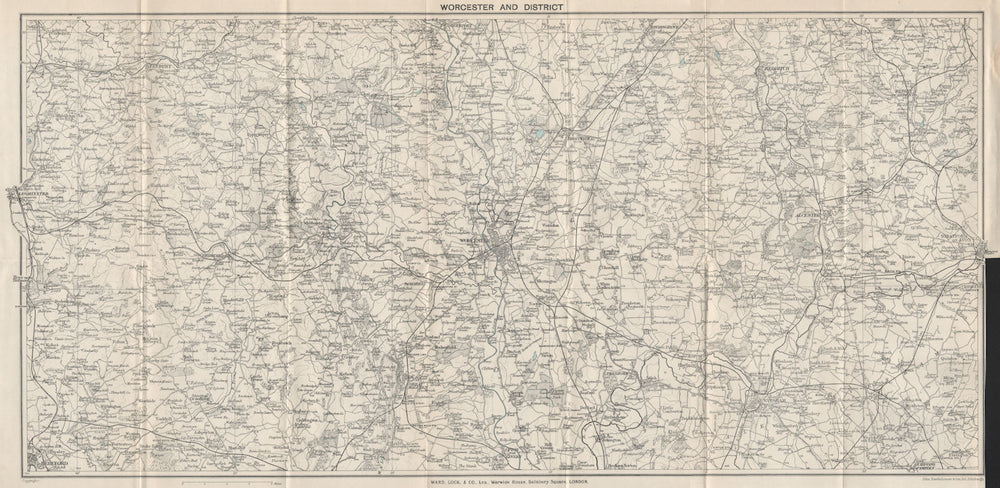WORCESTER area. Malvern Hills. Leominster Hereford Evesham Droitwich 1928 map