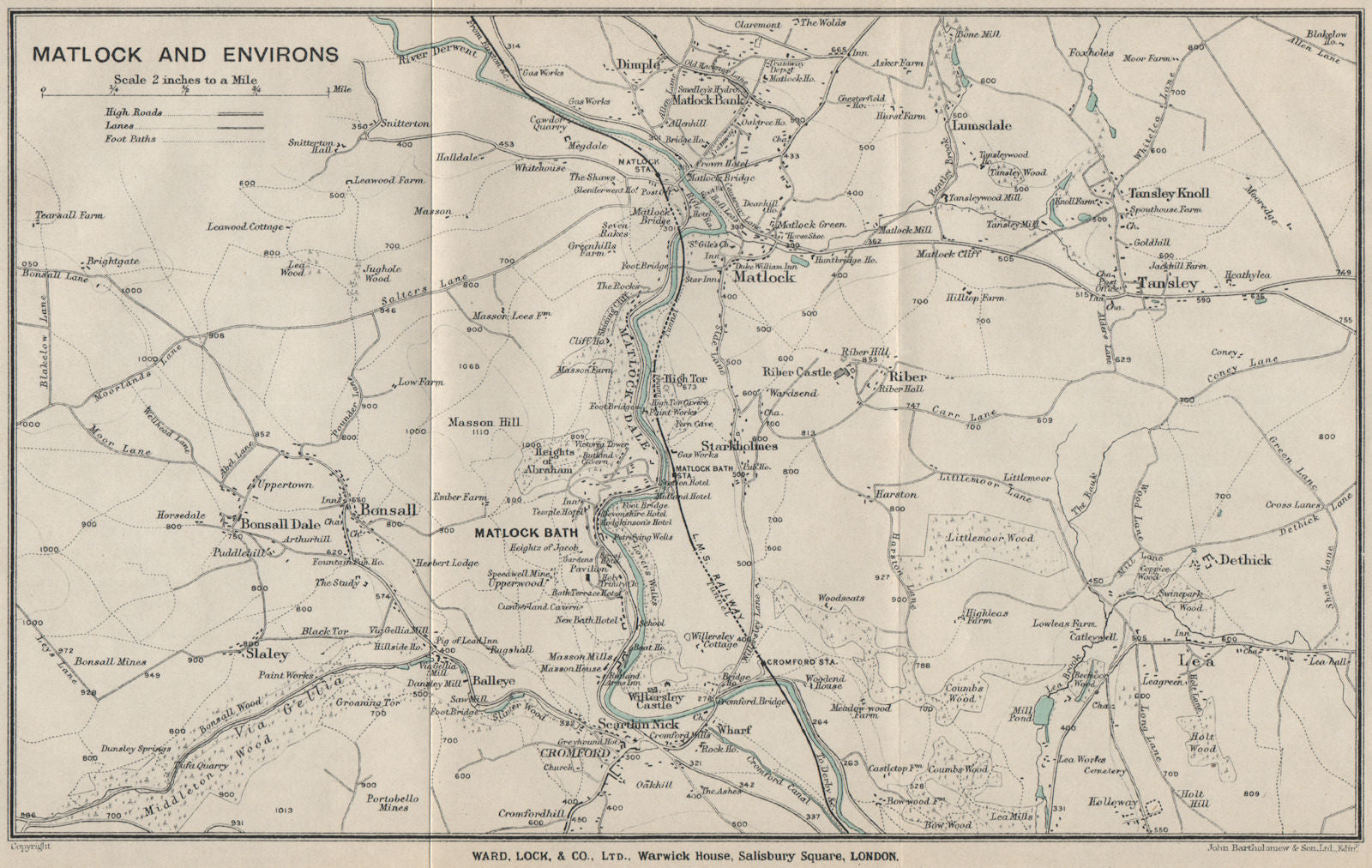 MATLOCK environs. Matlock Bath Cromford Derbyshire. WARD LOCK 1925 old ...