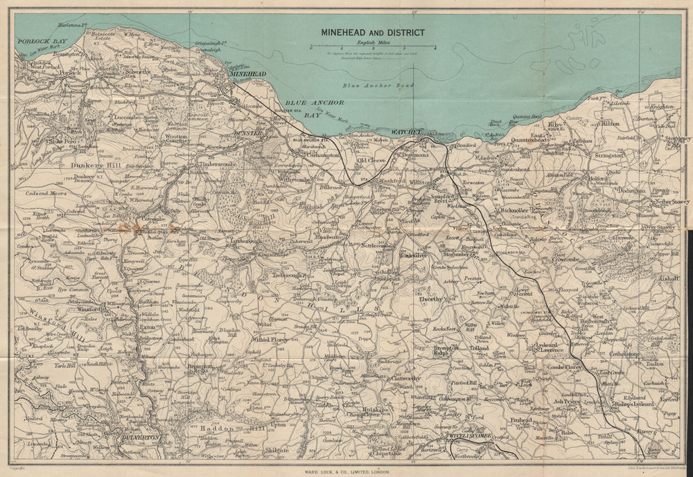 MINEHEAD environs. Exmoor Dunster Dulverton Watchet Somerset. WARD LOCK 1948 map