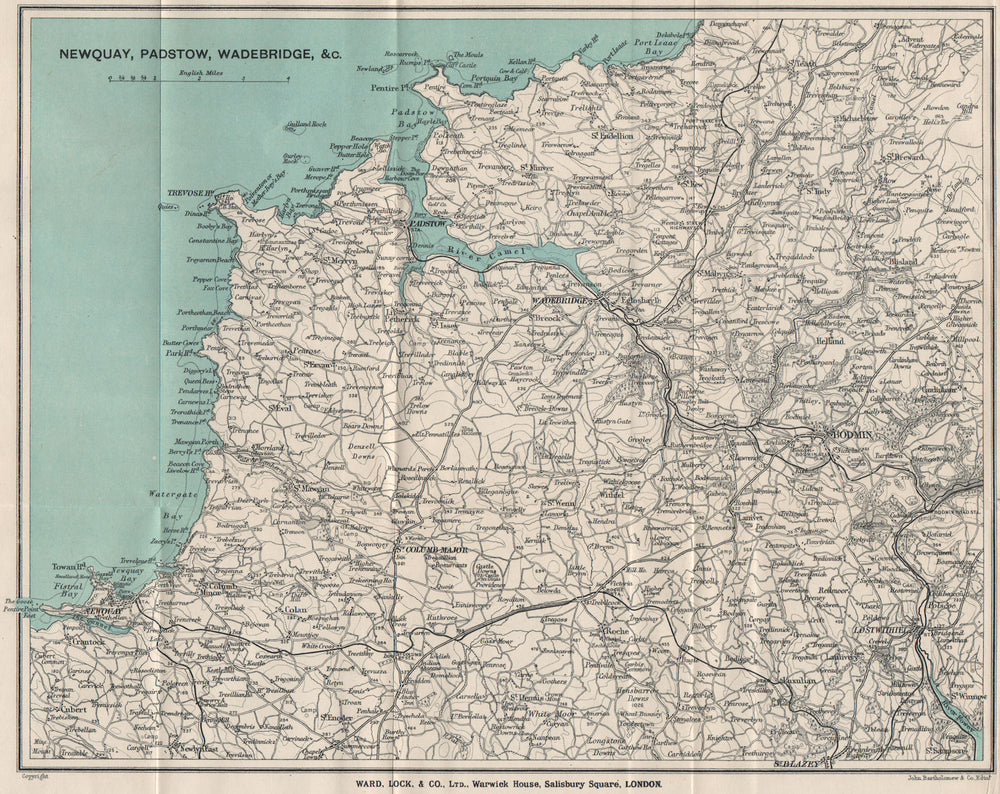 CAMEL ESTUARY & environs. Newquay Padstow Wadebridge Bodmin Cornwall 1914 map