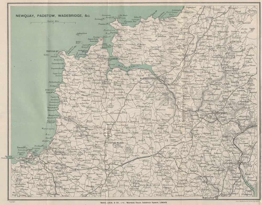 CAMEL ESTUARY & environs. Newquay Padstow Wadebridge Bodmin Cornwall 1924 map