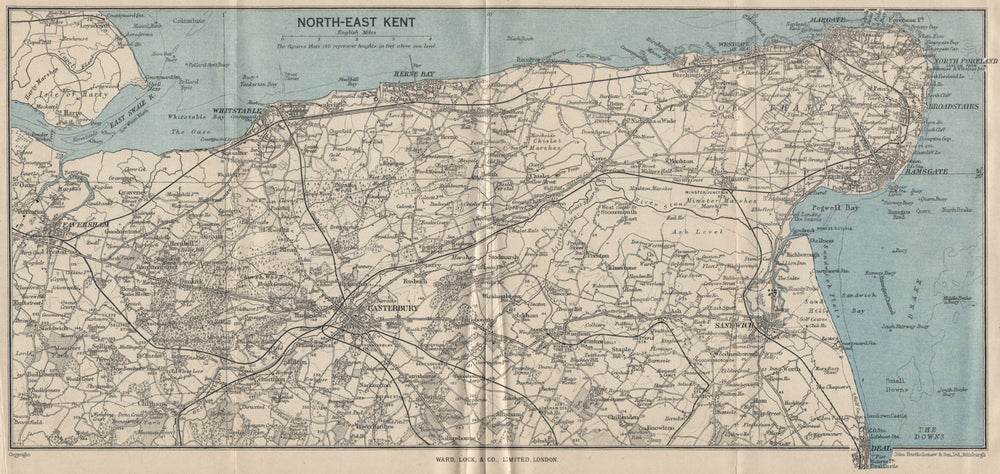NORTH-EAST KENT. Thanet Faversham Canterbury Sandwich Ramsgate Margate c1962 map