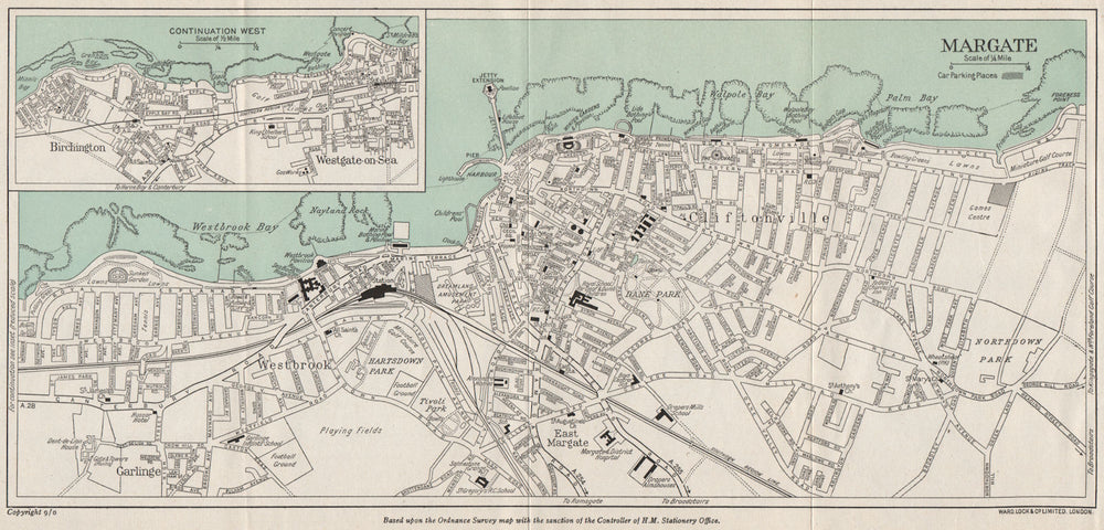 MARGATE vintage town/city plan. Westgate-on-Sea Birchington. WARD LOCK c1962 map