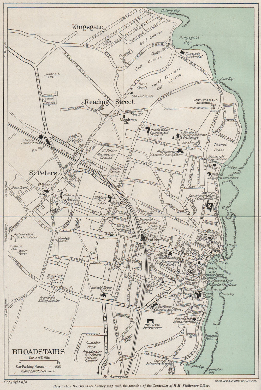 BROADSTAIRS vintage town/city plan. Kent. WARD LOCK c1962 old vintage map