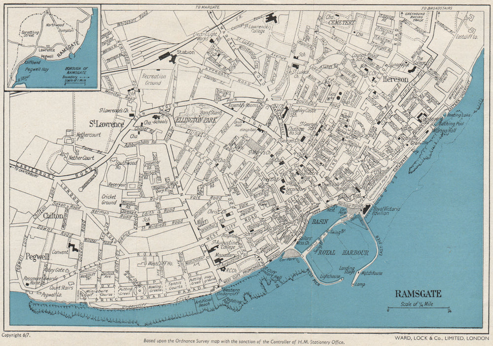 RAMSGATE vintage town/city plan. Kent. WARD LOCK c1962 old vintage map chart
