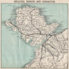 ANGLESEY. Bangor Caernarvon Holyhead. North Wales railways. WARD LOCK 1893 map