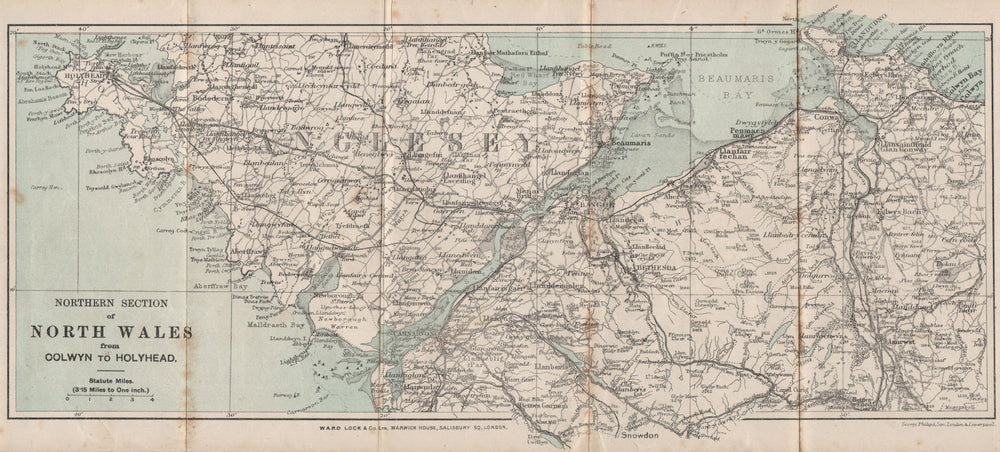 MENAI STRAIT & BEAUMARIS BAY Anglesey Bangor Llandudno Caernarvon Wales 1901 map