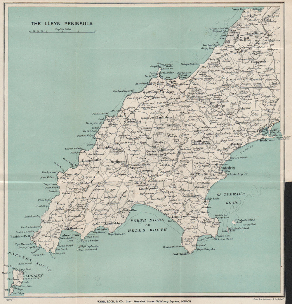 THE LLYN PENINSULA. Pwllheli. Barmouth. Wales. WARD LOCK 1913 old antique map