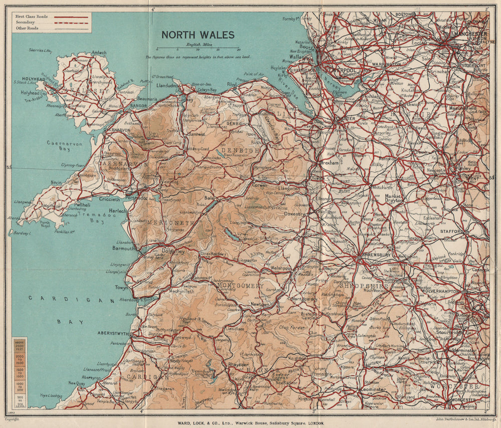 NORTH WALES. Rhyl Flint. WARD LOCK 1936 old vintage map plan chart