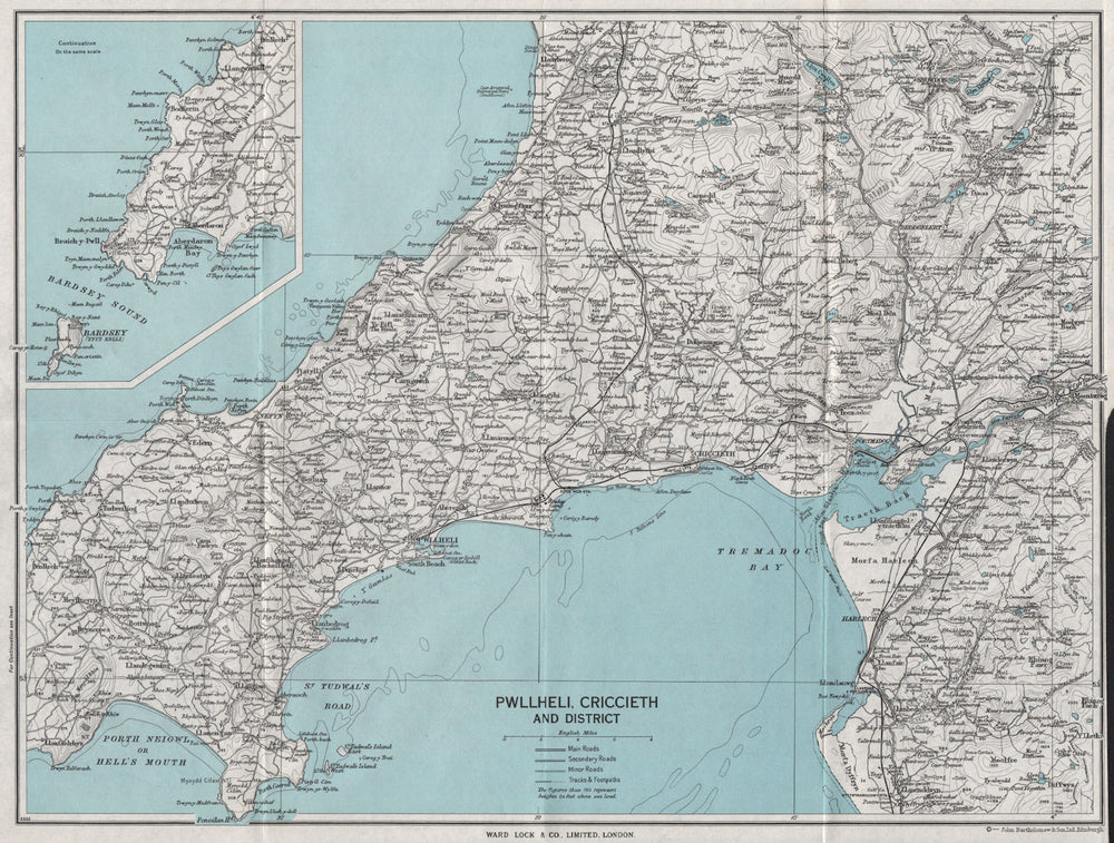 TREMADOG BAY & LLYN PENINSULA. Criccieth Pwllheli Porthmadog. WARD LOCK 1964 map