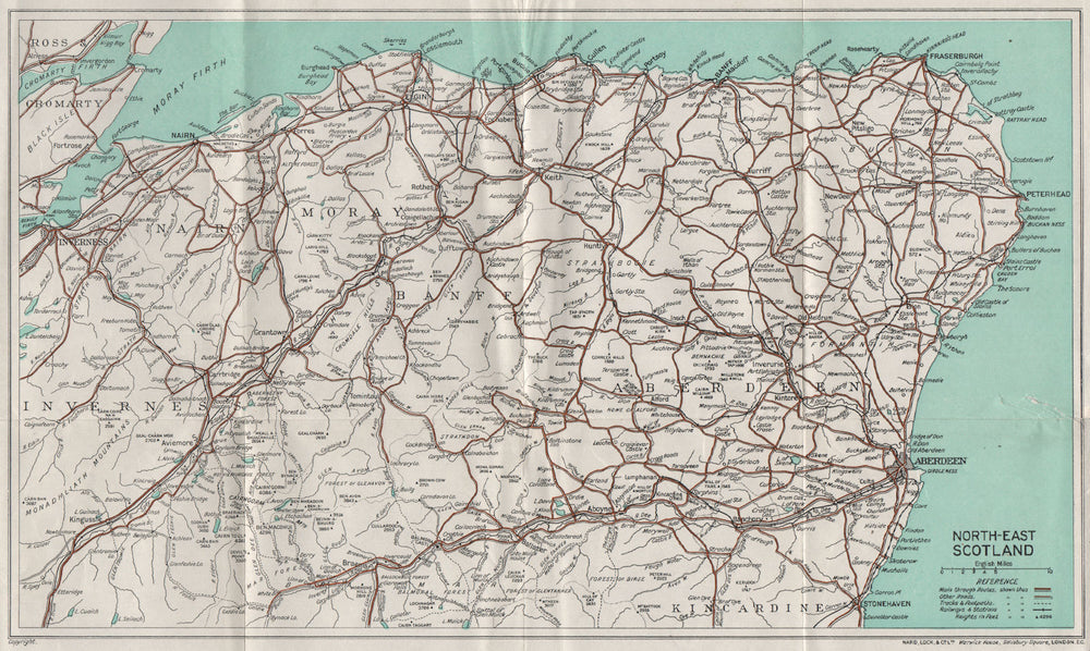 NORTH-EAST SCOTLAND. Abderdeenshire Banffshire Nairnshire Morayshire 1939 map
