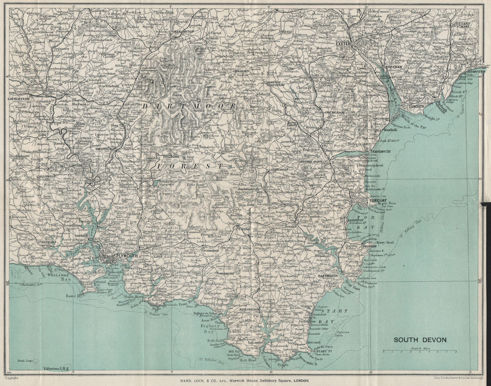 SOUTH DEVON. Dartmoor South Hams Torquay Tamar Valley Plymouth Exeter 1933 map