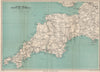 DEVON AND CORNWALL TOURING MAP. South West England. WARD LOCK 1948 old