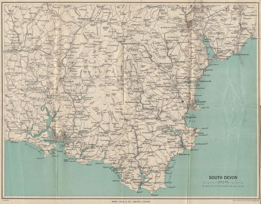 SOUTH DEVON. Dartmoor South Hams Torquay Tamar Valley Plymouth Exeter 1951 map
