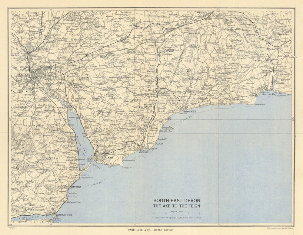 EAST DEVON COAST. Teignmouth Exmouth Exeter Sidmouth Budleigh Salterton 1951 map