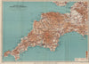 TOURING MAP OF DEVON AND CORNWALL. South West England. WARD LOCK 1938 old