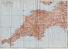 TOURING MAP OF DEVON & CORNWALL. South West England. WARD LOCK 1934 old