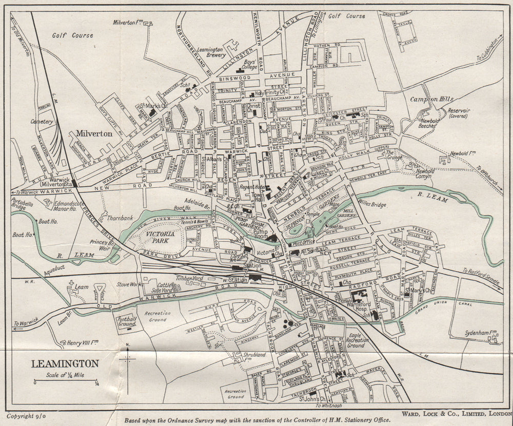 LEAMINGTON vintage town/city plan. Warwickshire. WARD LOCK 1950 old map