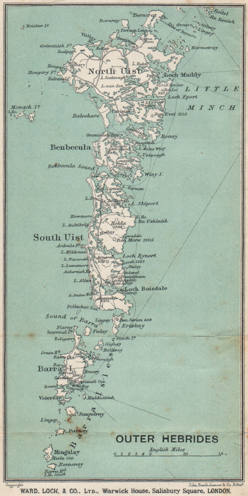 OUTER HEBRIDES North Uist South Uist Barra Benbecula Scotland WARD LOCK 1919 map