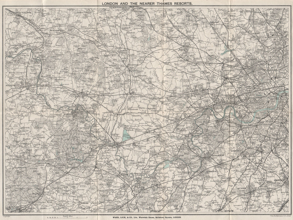 THE THAMES VALLEY. Marlow Maidenhead Windsor Staines Chertsey Kingston 1912 map