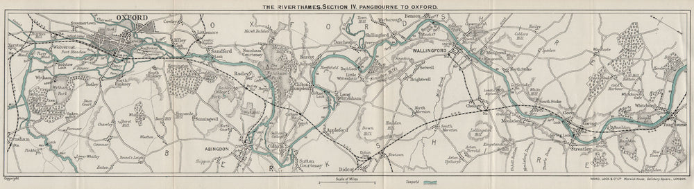 RIVER THAMES (4) Pangbourne-Goring-Wallingford-Abingdon-Radley-Oxford 1912 map