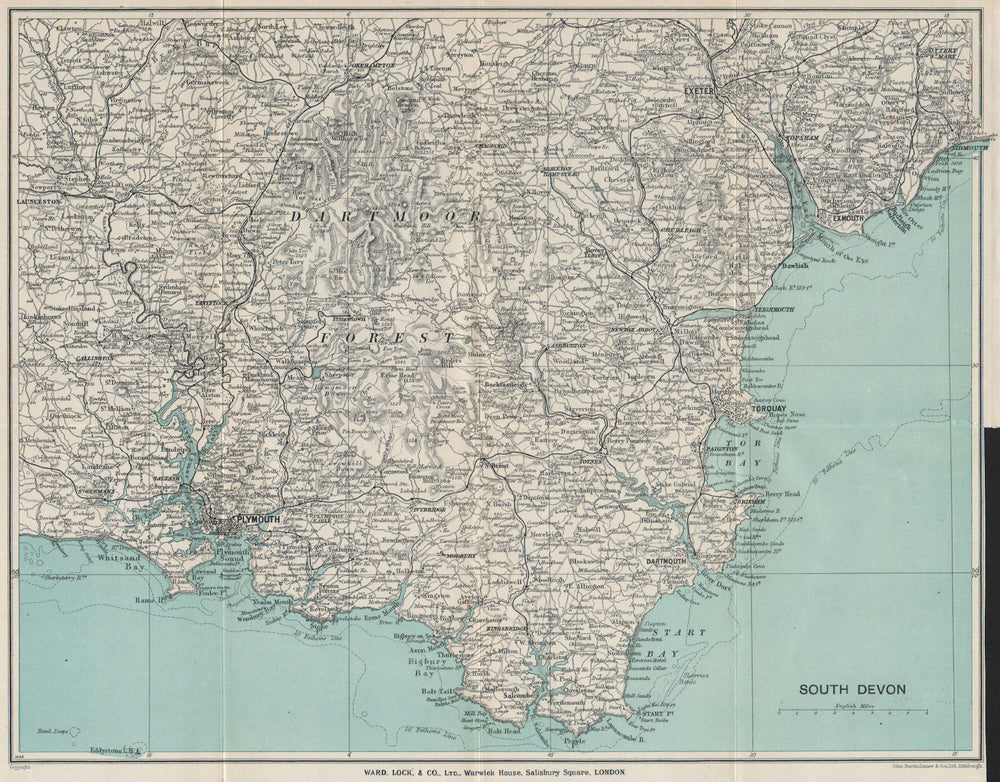 SOUTH DEVON. Dartmoor South Hams Torquay Tamar Valley Plymouth Exeter 1931 map