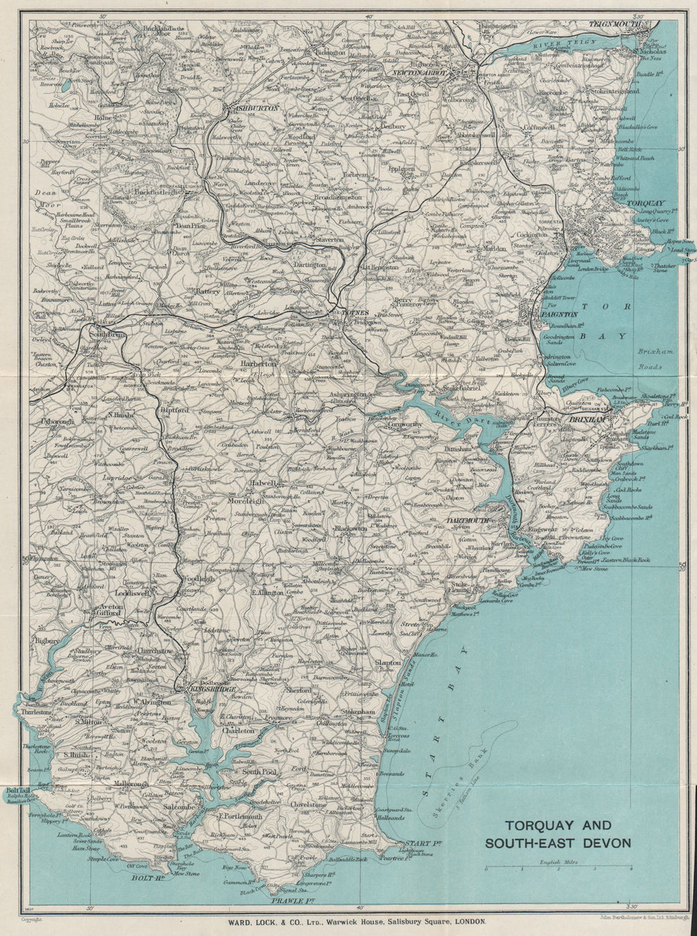 SOUTH HAMS & TORBAY Paignton Brixham Totnes Salcombe Kingsbridge. Devon 1931 map