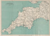 TOURING MAP OF DEVON & CORNWALL. South West England. WARD LOCK 1932 old