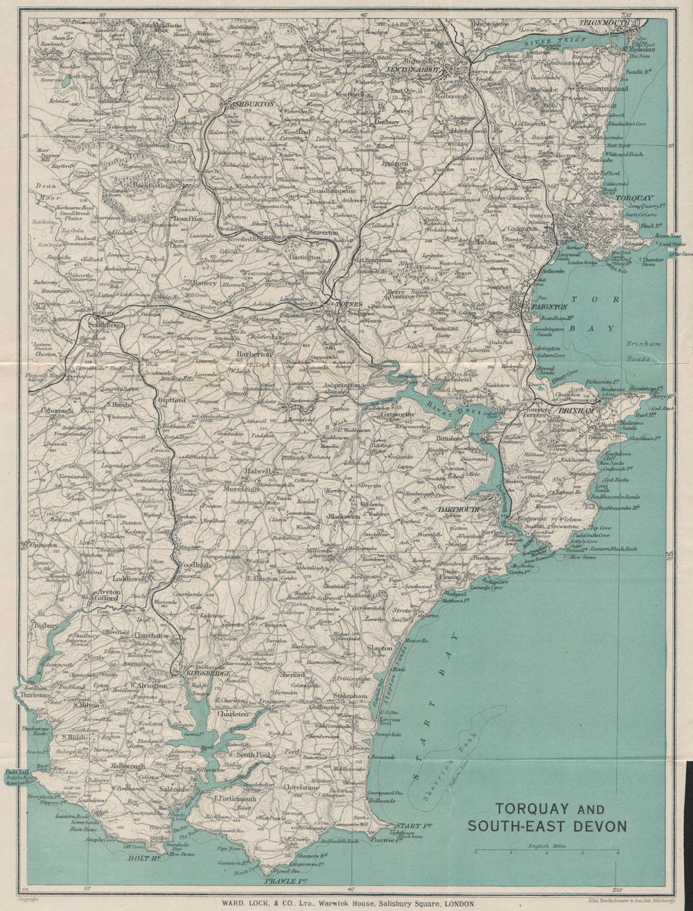SOUTH HAMS & TORBAY Paignton Brixham Salcombe Kingsbridge Totnes. Devon 1932 map