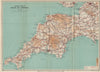 TOURING MAP OF DEVON & CORNWALL. South West England. WARD LOCK 1936 old