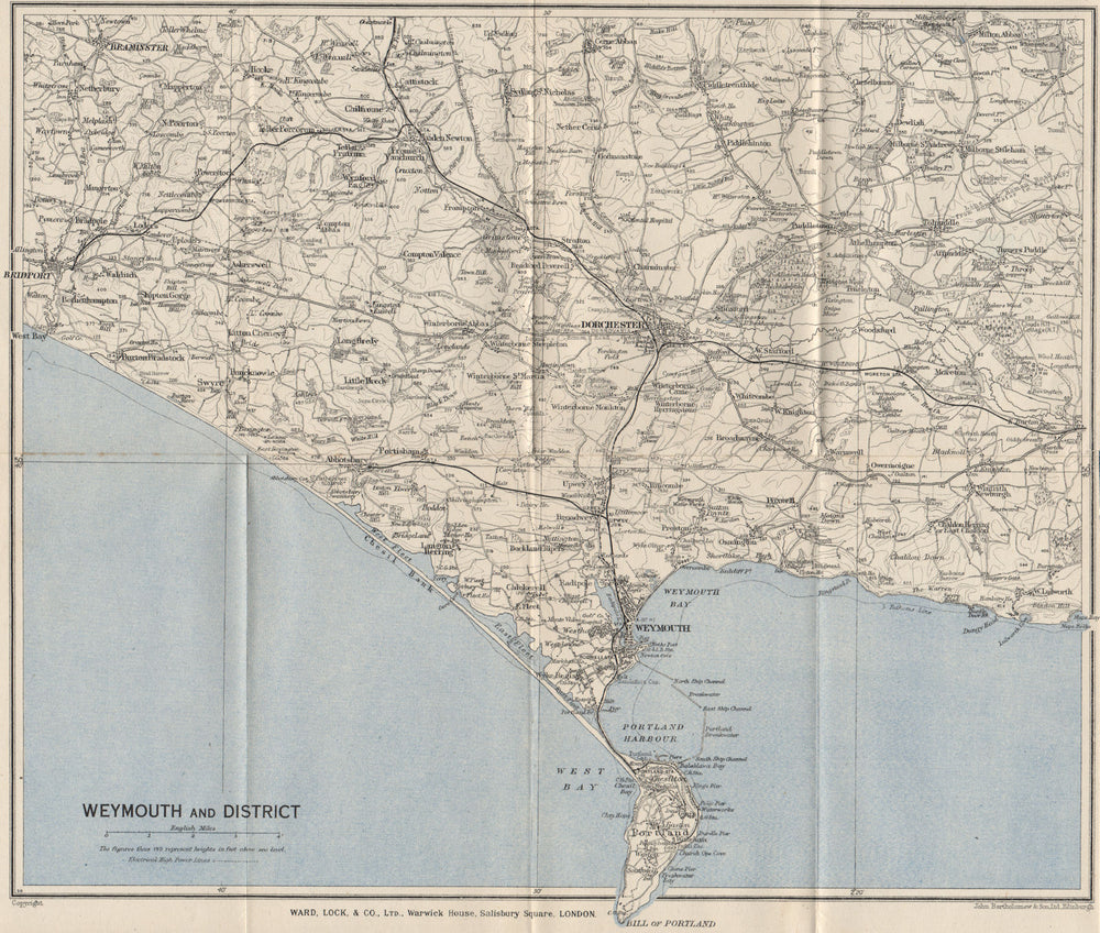 WEYMOUTH environs. Chesil Beach Portland Dorchester Bridport. Dorset 1947 map