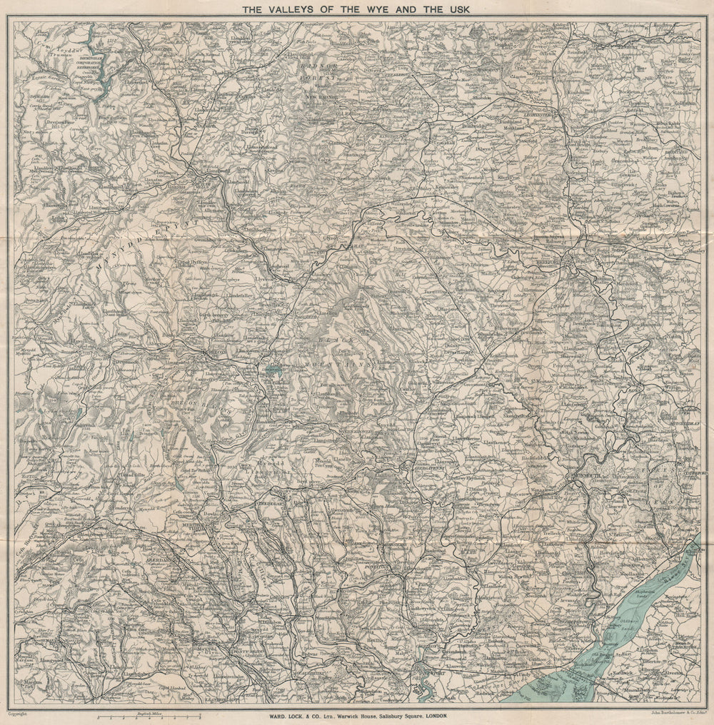 WYE & USK VALLEYS. Newport Monmouth Merthyr Tydfil Hereford Pontypridd 1917 map