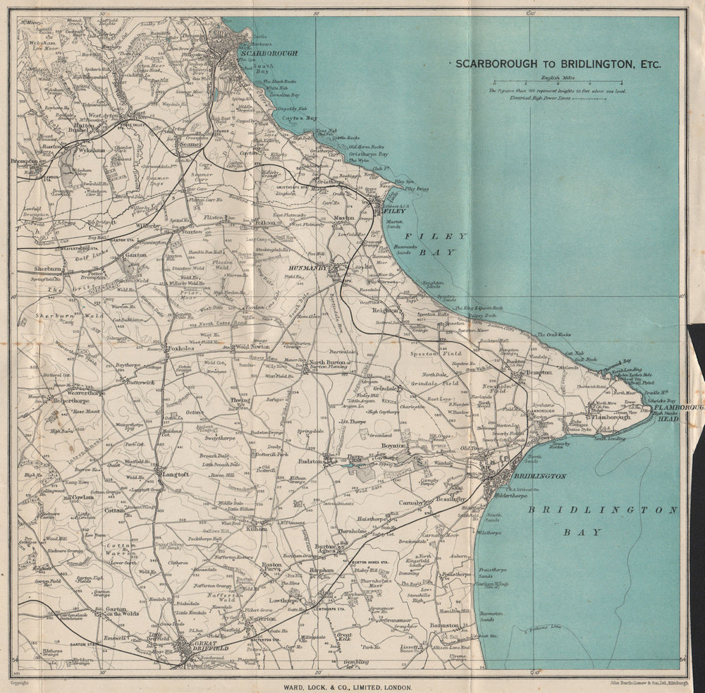 YORKSHIRE COAST Scarborough Filey Flambrough Head Bridlington WARD LOCK 1945 map