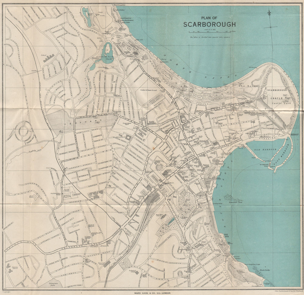 SCARBOROUGH vintage town/city plan. Yorkshire. WARD LOCK 1945 old vintage map