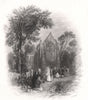 Youghal Church, Cork. Ireland 1835 old antique vintage print picture