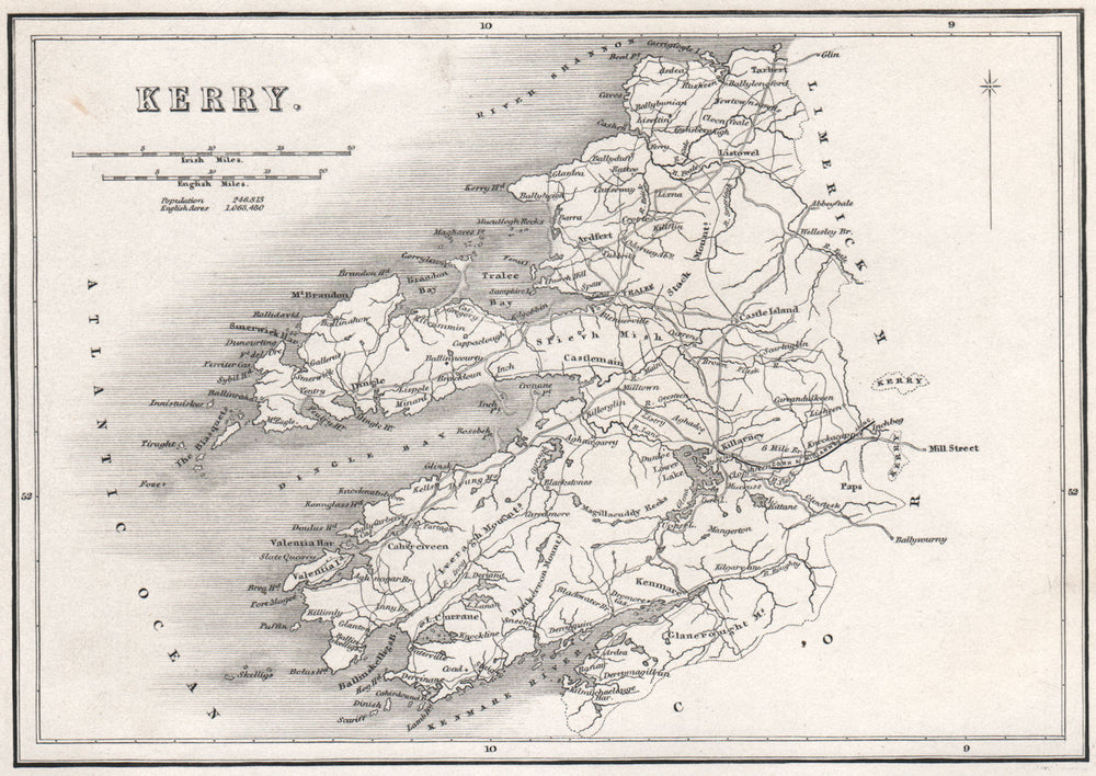 Antique KERRY county map by Alfred ADLARD. Ireland 1835 old chart
