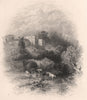 Lismore Castle, Waterford. Ireland 1835 old antique vintage print picture
