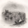 Enniscorthy, Wexford. Ireland 1835 old antique vintage print picture